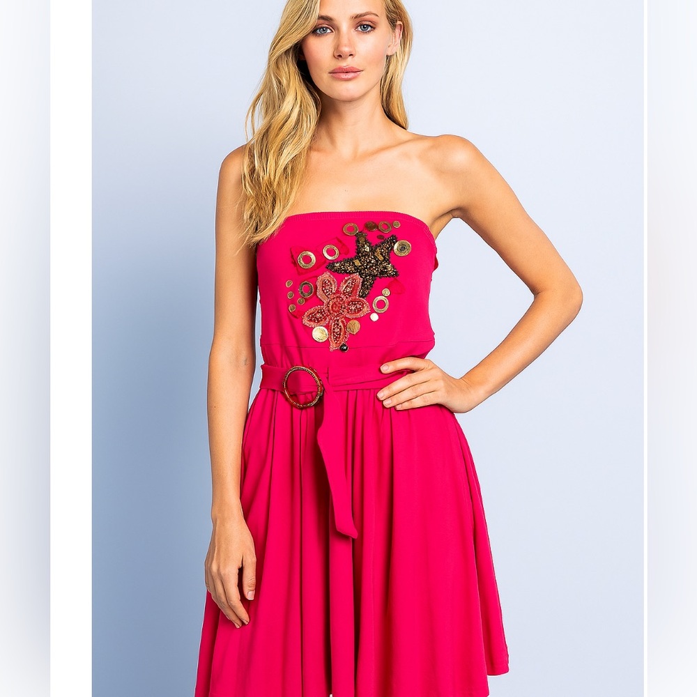Baby Phat strapless red Dress with Embellishments
